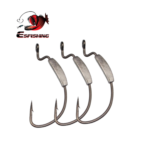 ESFISHING gancho Offset de plomo 12 Uds de acero al carbono ganchos de pesca Jig Head Big anzuelo de perca Lead Jig Head Crank para señuelo de pesca suave ► Foto 1/6