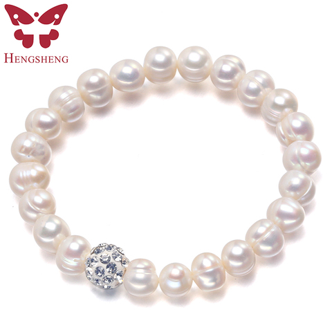 100% blanco 8-9mm barroco perla Natural de agua dulce pulsera para las mujeres regalo de boda dama de honor personalizado pulsera de perlas ► Foto 1/2