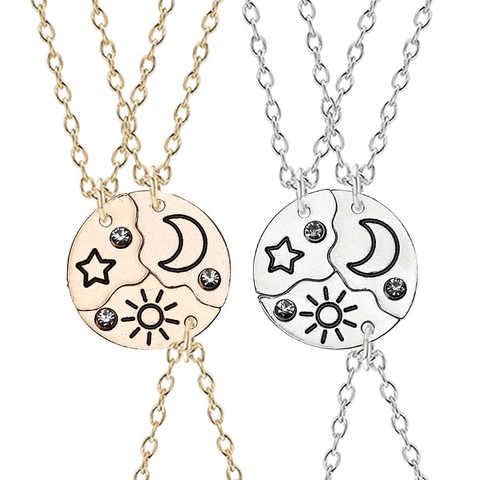 Conjunto de 3 piezas de colgante luna y estrella de sol, collar, mejor amigo, amistad, pareja, collar, joyería ► Foto 1/6