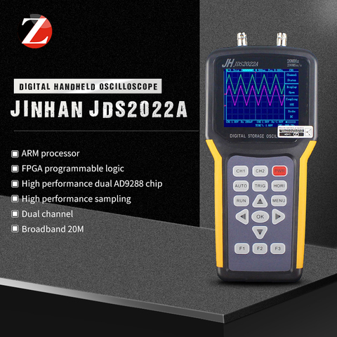 Osciloscopio portátil Jinhan JDS2012A JDS2022A 20MHz ancho de banda 2 canales de mano Digital osciloscopio 200MSa/s tasa de muestra ► Foto 1/1