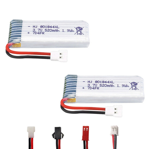 Uds 3,7 V Lipo batería para Hubsan H107P 801844 de 3,7 V 520mAh XH2.54 macho 25c 1.9Wh batería para H107P RC Drone con cámara Accesorios ► Foto 1/6