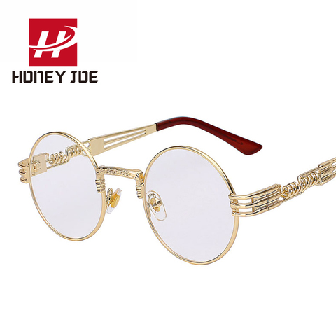 Gafas de sol Steampunk para hombre y mujer, lentes de sol con marco de Metal, Vintage estilo gótico, con revestimiento redondo de marca de lujo, con espejo UV400 ► Foto 1/5