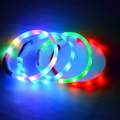 PanDaDa-Collar Led luminoso para perro, con Usb, para noche, recargable, intermitente de seguridad, brillante ► Foto 1/6