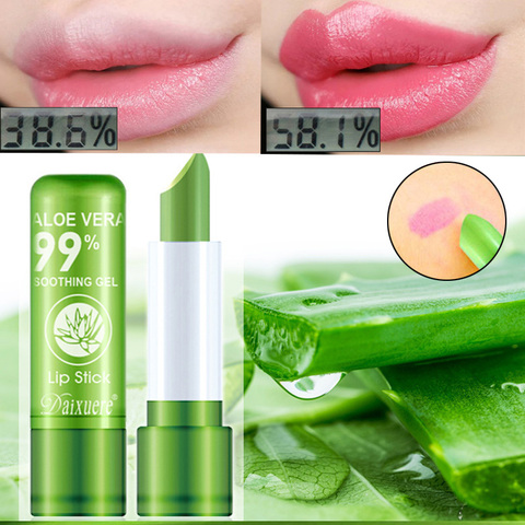 Aloe vera lápiz labial de color cambiante no es fácil desaparecer barra de labios hidratante hidratación duradera color y hidratante bálsamo labial ► Foto 1/5