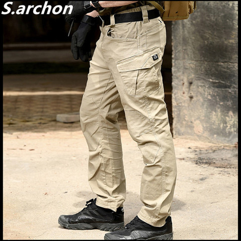 Pantalones tácticos militares de combate SWAT de S. archon para hombres, pantalones de carga de ejército de Bolsillo grande, pantalones de seguridad de algodón Casual ► Foto 1/6