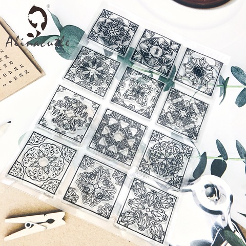 Sellos transparentes de Encaje Vintage para álbum de recortes, papel de álbum hecho a mano de tarjetas, manualidades de goma, silicona transparente, AlinaCraft ► Foto 1/6