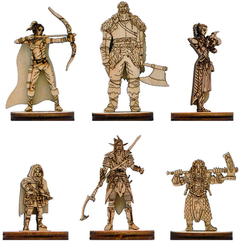 D & D Fantasy-miniaturas, figuras de corte láser de madera, 6 uds., juego de escala de 28mm para campaña Eberron ► Foto 1/6