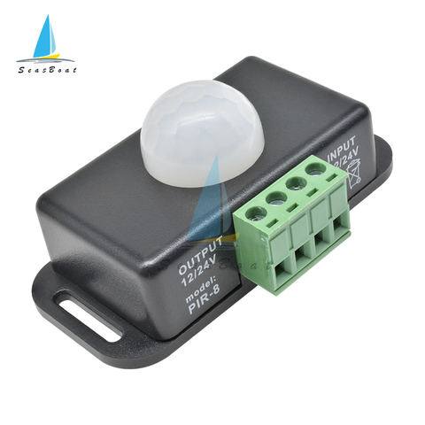 Interruptor de Sensor de movimiento PIR, Detector infrarrojo IR, módulo de interruptor de luz para tira de luz LED, CC de 12V, 24V, 8A ► Foto 1/6