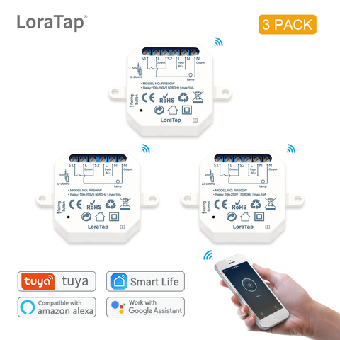 LoraTap-Mini interruptor inteligente, dispositivo pequeño con Control remoto, Wifi, compatible con un trabajo externo con Alexa y Google Home, 1/9 piezas ► Foto 1/6