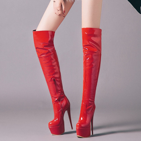 Botas por encima de la rodilla de plataforma para mujer, zapatos de tacón alto sexys extremo, fetiche de moda, otoño e invierno, 2022 ► Foto 1/6