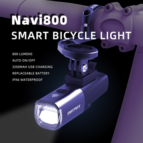 Enfitnix-faros inteligentes para bicicleta de montaña Navi800, recargables vía USB, 2022 lúmenes, larga vida útil, novedad de 800 ► Foto 1/6