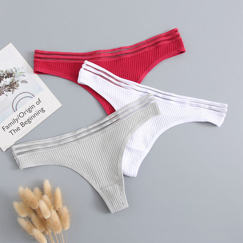 Ropa interior de algodón para mujer, Tanga Sexy, suave, de cintura baja, transpirable, cómoda, lencería de moda ► Foto 1/6