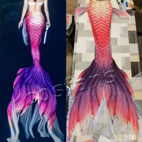 Disfraz de cola de sirena para mujer y niña, traje de baño para vacaciones de playa, cola de sirena con monoaleta, Cosplay, fiesta, 2022 ► Foto 1/6