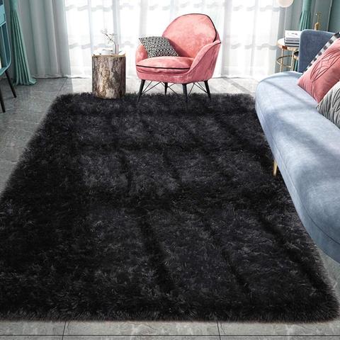 Alfombra de área esponjosa para dormitorio y sala de estar, alfombra peluda para habitación de Chico, decoración del hogar ► Foto 1/6