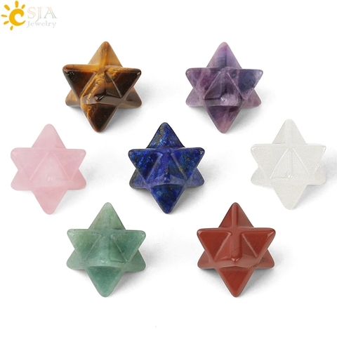 CSJA Star-cristal Merkaba de piedra Natural para joyería, Chakra, Wiccan, Reiki curativa, decoración de protección de energía, G183 ► Foto 1/6