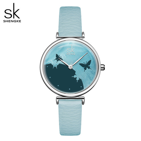 Shengke SK mujer relojes reloj de las mujeres Rural romántico Dial de reloj de cuero dama reloj de cuarzo reloj de pulsera Montre Femme ► Foto 1/6