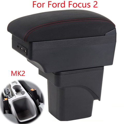 Caja de reposabrazos para Ford Focus 2 mk2, compartimento de reposabrazos para coche, piezas de reacondicionamiento interior, caja de almacenamiento central USB ► Foto 1/6