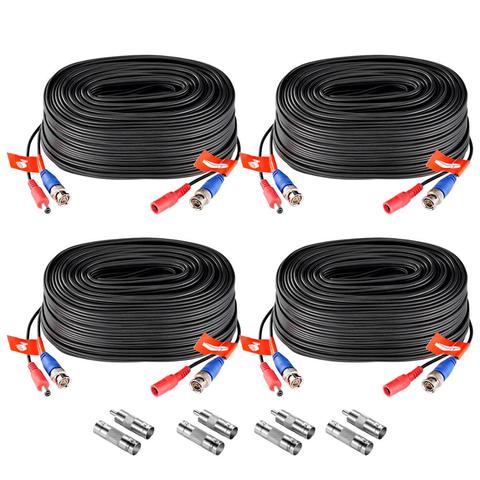 ZOSI-Cable de alimentación de vídeo BNC para cámara CCTV, sistema de seguridad DVR, accesorios de vigilancia, 30M(100 pies), 4 paquetes, negro ► Foto 1/6