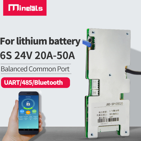 6S 24V Placa de protección de batería de litio con módulo bluetooth inteligente UART/comunicación de 485 SOC Pantalla de alimentación equilibrada BMS ► Foto 1/6
