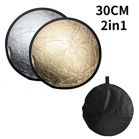 SH-difusores de disco múltiple 2 en 1, Reflector redondo de luz con bolsa, portátil, plegable, plateado y dorado para estudio de fotografía, 12 