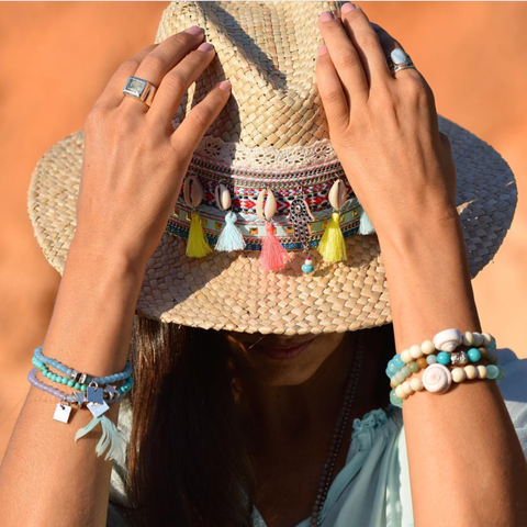 Sombrero de paja estilo bohemio para el sol, sombrero de paja para el sol, protección solar, para vacaciones al aire libre, sombrero de paja de playa, ala ancha ► Foto 1/6