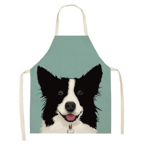 Delantales de cocina con diseño de perro de dibujos animados para adultos, de algodón y lino, sin mangas, accesorios de limpieza del hogar ► Foto 1/6