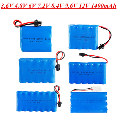 Batería NiCD de 3,6 V, 4,8 V, 6V, 7,2 V, 8,4 V, 9,6 V, 12V, 1400mAh para juguetes de control remoto, coches, camiones, pistolas de tanque, piezas de repuesto, batería AA ni-cd, paquete de 1 Uds ► Foto 1/6