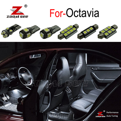 Blanco perfecto Canbus LED lámpara Interior de cúpula luces de mapa bombilla kit para Skoda Octavia para tableta amortiguador Tech accesorio beige Rojo Negro compruebe Tartan tableta amortiguador MK1 MK2 MK3 sedán Combi (1996-2017) ► Foto 1/6