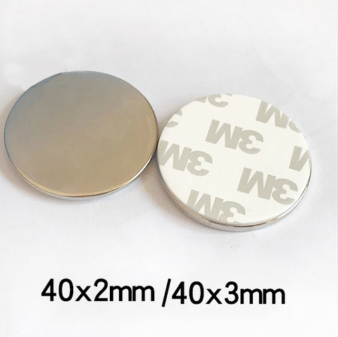 Imán potente N35 de 40x2mm, 40x3mm, 1/2/3 Uds. Viene con cinta fuerte de doble cara de 3M, imán fuerte redondo de 40x2mm, 40x3mm ► Foto 1/3