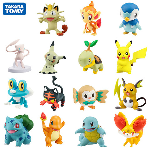 TAKARA TOMY Pokemon 4-6cm Charmander Popplio Litten Pikachu Rowlet Treecko, Eevee Fennekin Greninja Anime figura de acción de juguete muñecas ► Foto 1/6
