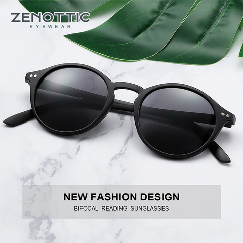 ZENOTTIC-gafas de lectura bifocales para hombres y mujeres, lentes de lectura redondas, para presbicia, para exteriores, UV400, con dioptrías ► Foto 1/6