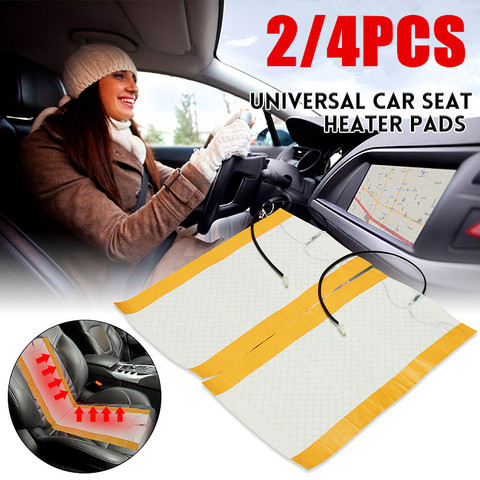 Almohadillas de calor universales para asiento de coche, 2 uds., 12V, de fibra de carbono, calefactables, alfombrilla calefactora ► Foto 1/6