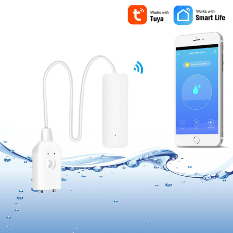 Tuya Smartlife-Detector de fugas de agua con WiFi, aplicación remota, Sensor de alarma, alambre, Detector de nivel de agua ► Foto 1/4