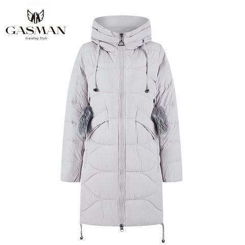 GASMAN-Chaqueta de invierno con capucha para mujer, Parka cálida, abrigo de piel de zorro, longitud media, 2022 ► Foto 1/6