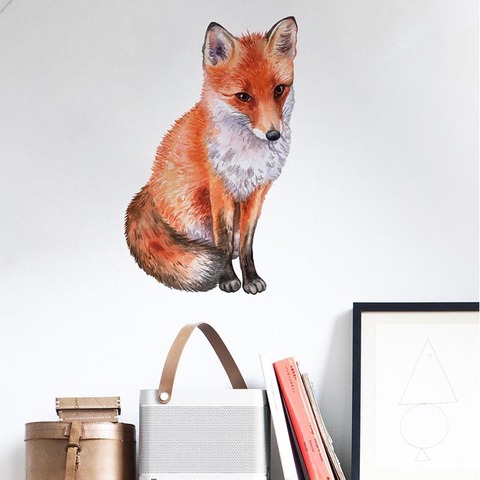 Mano dibujada fox pegatina de pared casa decoración de la pared de la decoración para sala de estar creativa animales de papel de pared adhesivos artísticos pegatinas autoadhesivas ► Foto 1/6