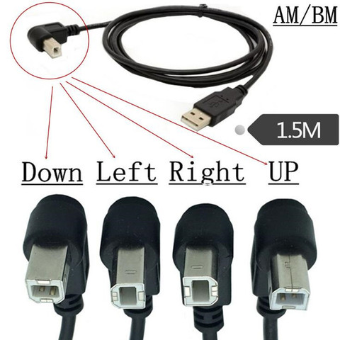 USB 2,0 A macho A USB B Tipo macho B BM arriba y abajo y ángulo derecho e izquierdo escáner de impresora cable de 90 grados 150cm BM Cable en ángulo ► Foto 1/5