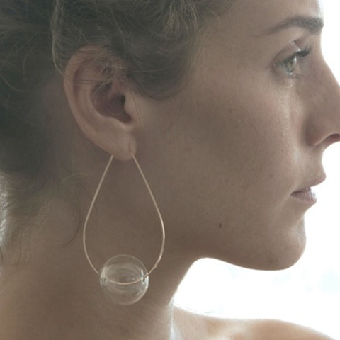 Pendientes de aro de cristal transparente para mujer, aretes de aro con bolas de cristal transparente en forma de gota de agua grande, 2022 ► Foto 1/4