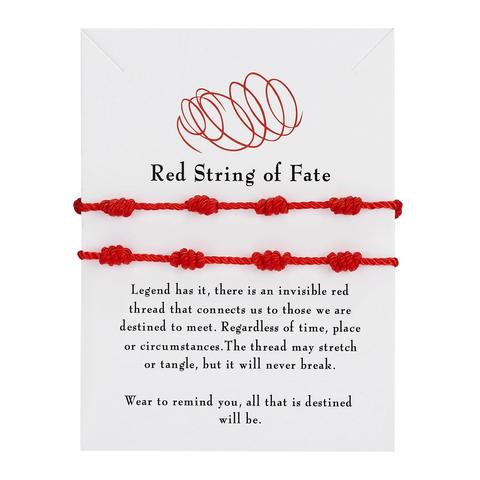 2 unids/set de pulsera hecha a mano de 7 nudos cordel rojo para la protección amuleto de la suerte y pulsera trenzada de la Amistad joyería ► Foto 1/6