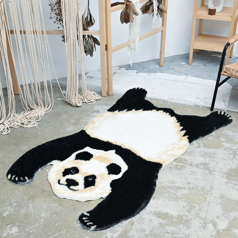 Alfombra de piel sintética con estampado de animales, antideslizante, piel de vaca, Tigre, cebra, panda, 2022 ► Foto 1/2