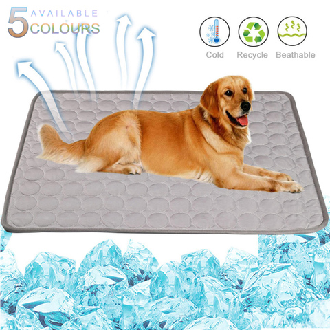 Alfombrilla refrescante para perros y gatos, esterilla transpirable de verano para mascotas, sofá portátil, manta lavable, cojín de seda fría, almohadilla fresca para cachorros ► Foto 1/6