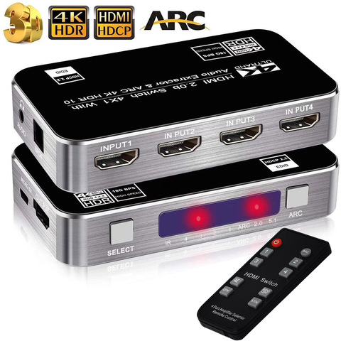 60Hz 4K HDMI interruptor HDR HDMI ARC audio extractor HDMI 2,0 divisor conmutador interruptor HDMI audio extractor para PS4 pro apple TV ► Foto 1/6