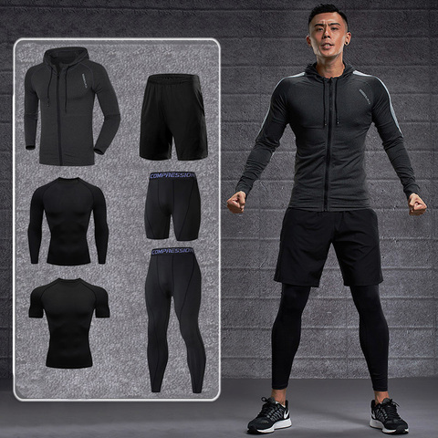 Ropa Deportiva de secado para hombre, trajes de compresión para entrenamiento, ejercicio, correr deportes, entrenamiento para correr, medias de gimnasio, 4XL, 5XL Plus ► Foto 1/6