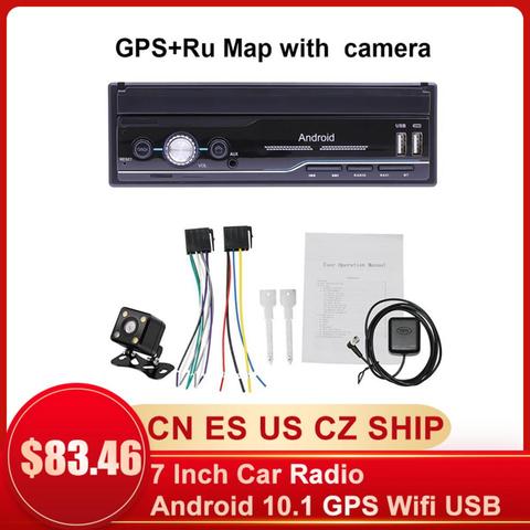 Radio con GPS para coche, reproductor MP5 con Android 10,1, 7 pulgadas, Wifi, carga USB, 1 Din, pantalla táctil HD, cámara trasera ► Foto 1/6
