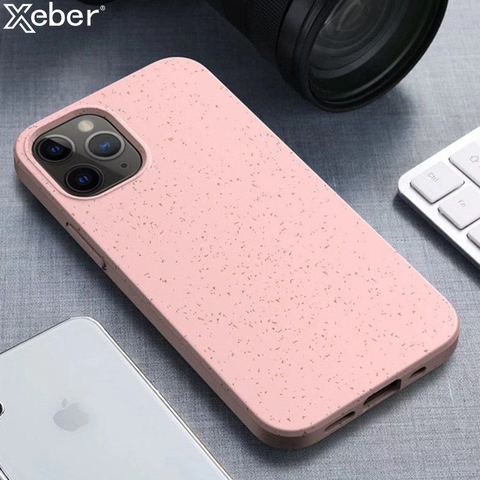 Funda de silicona con diseño de estrellas mate a prueba de golpes para iPhone, carcasa ecológica de paja suave de trigo para iPhone 12 11 Pro XS Max X XR 7 8 6s 6 Plus SE ► Foto 1/6