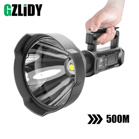 Linterna portátil con bombillas LED, foco impermeable potente XHP70.2, reflector recargable por USB, ideal como luz de pesca base ► Foto 1/6