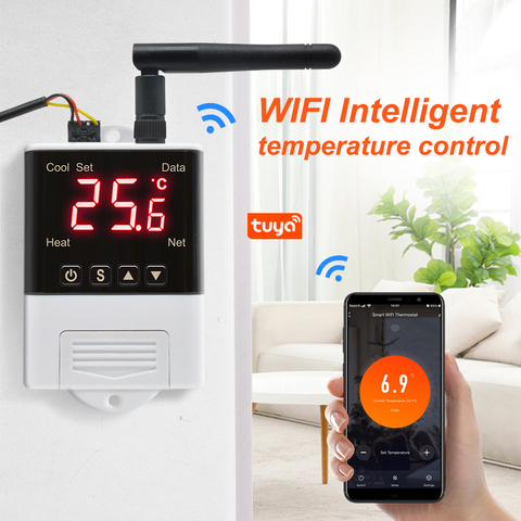 Wifi inteligente termostato Humdistat AC 110V 220V Digital controlador de temperatura humedad incubadora de calefacción, refrigeración, Thermoregulator ► Foto 1/6