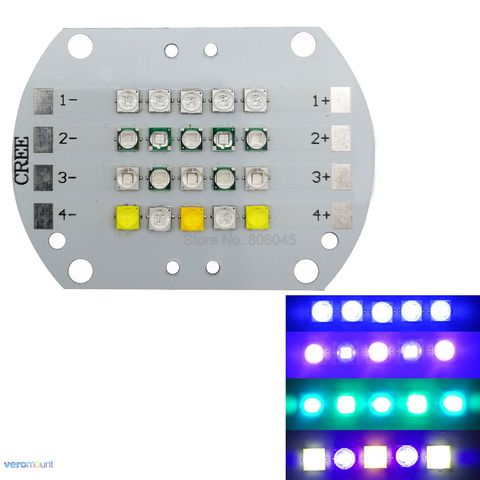 Cree XTE XPG3 XPE2 + Epileds, 4 canales, luz LED para lámpara artesanal, 395NM, 420NM, 490NM, 450nm, 6500K, 3000K, colores mezclados para acuario, 20LED ► Foto 1/3