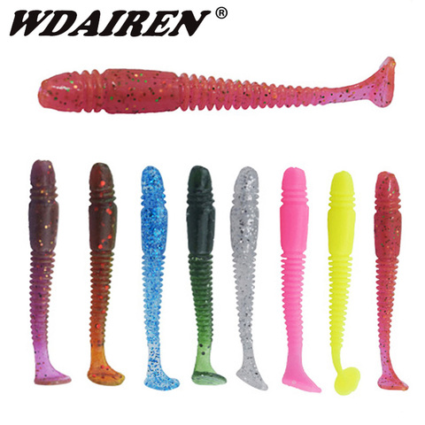 16 unids/lote sílice salado plantilla T de cola atraer 5cm 1g Artificial de goma suave cebo wobblers bajo señuelos pesca de Pesca ► Foto 1/6