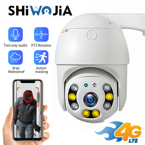 SHIWOJIA-cámara de seguridad inalámbrica para exteriores, dispositivo de vigilancia de 1080P, HD, 4G, SIM, GSM, Zoom 4X, PTZ, IP, AI 360, Monitor de cámara ► Foto 1/6