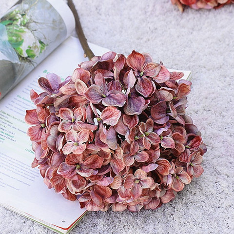 Flor de hortensia grande seca de lujo, decoración de ramas cortas, decoración de seda artificial, foto de flores, accesorios para decoración de hotel y flores ► Foto 1/4